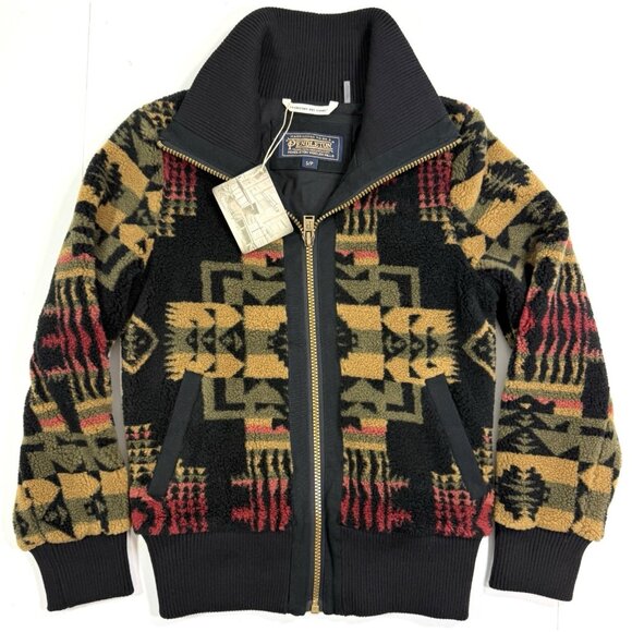 Pendleton Womens Foxglove Fleece Bomber Jacket Sz Small Southwestern Geometric - Picture 1 of 13